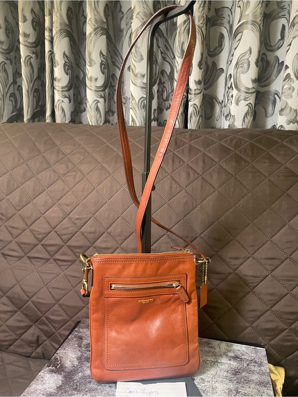 Coach Leather Crossbody Bag in Cognac Brown